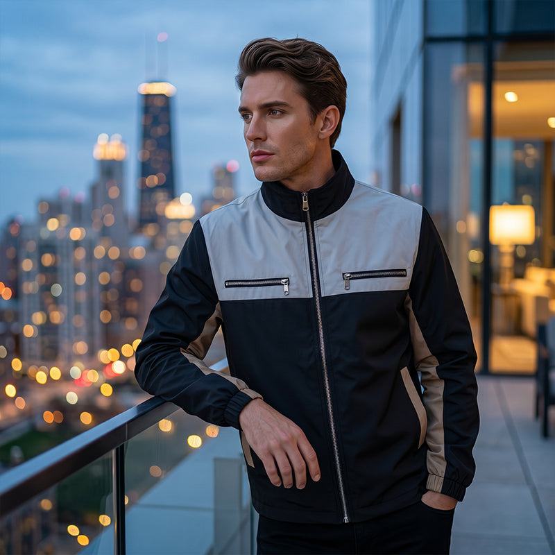 ⏰Last Day Sale 50% Off💃Men's Color Block Stand Collar Jacket