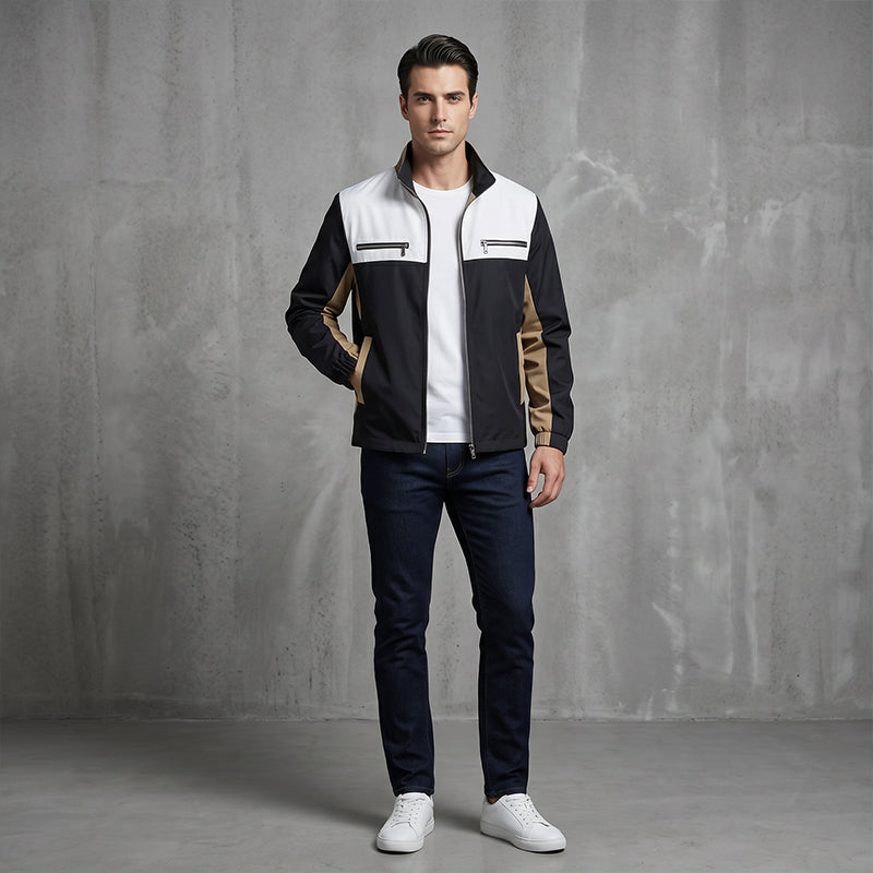 ⏰Last Day Sale 50% Off💃Men's Color Block Stand Collar Jacket