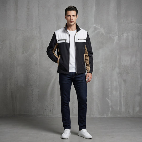⏰Last Day Sale 50% Off💃Men's Color Block Stand Collar Jacket