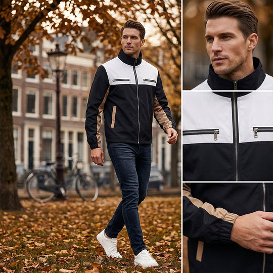 ⏰Last Day Sale 50% Off💃Men's Color Block Stand Collar Jacket