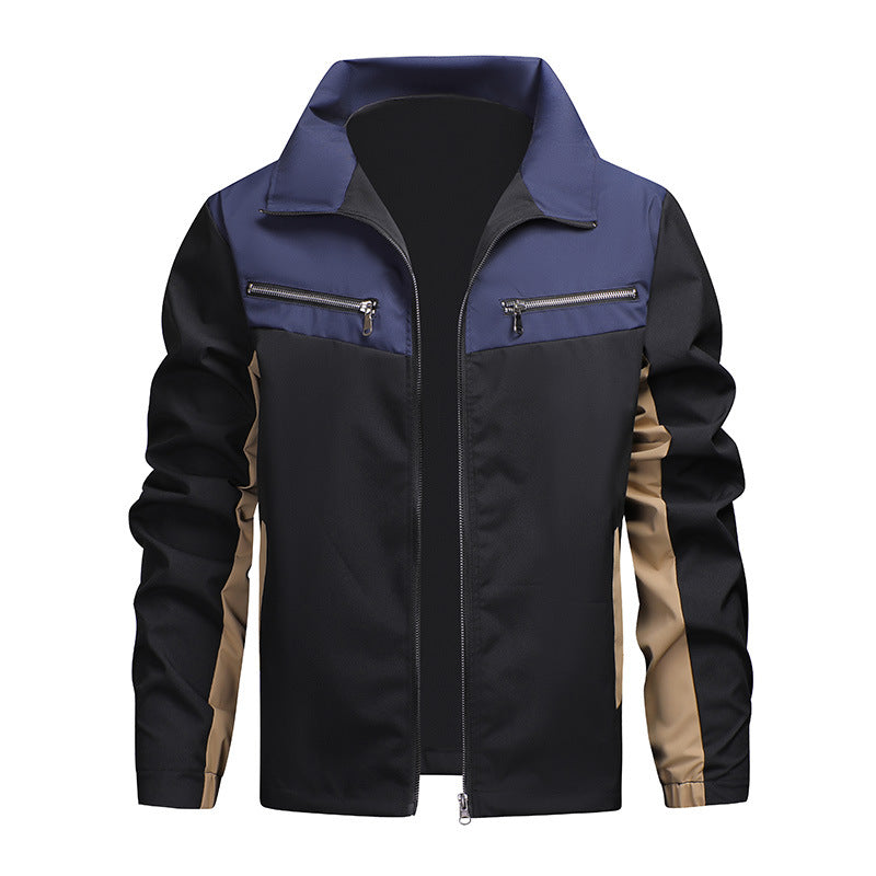 ⏰Last Day Sale 50% Off💃Men's Color Block Stand Collar Jacket