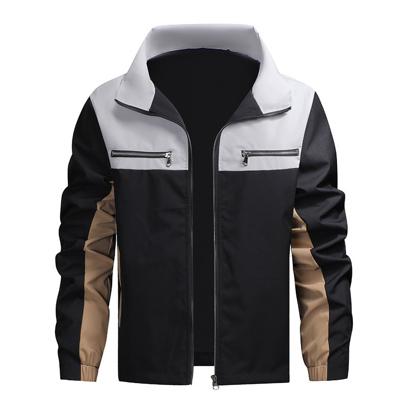 ⏰Last Day Sale 50% Off💃Men's Color Block Stand Collar Jacket
