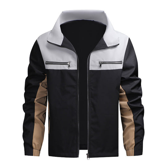 ⏰Last Day Sale 50% Off💃Men's Color Block Stand Collar Jacket