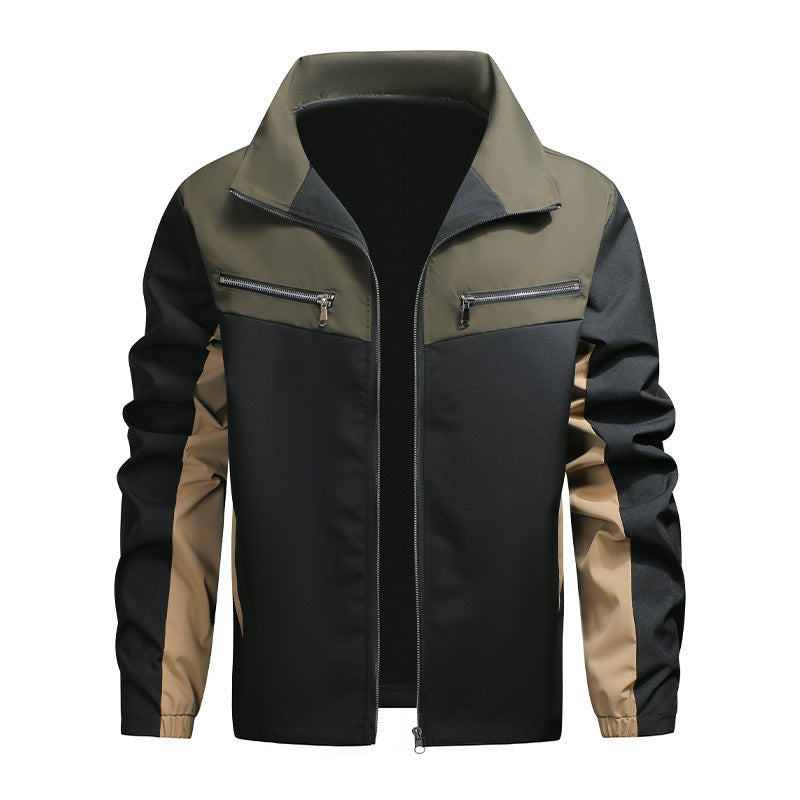 ⏰Last Day Sale 50% Off💃Men's Color Block Stand Collar Jacket