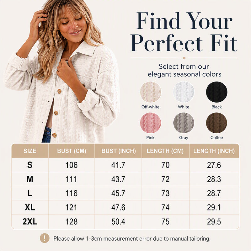 ⌛Limited-Time Offer-Women's Textured Long Sleeve Button-Down Shirt