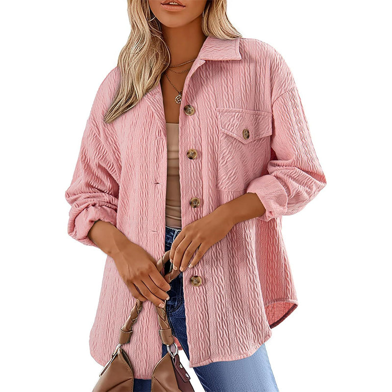 ⌛Limited-Time Offer-Women's Textured Long Sleeve Button-Down Shirt