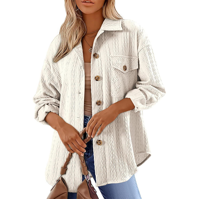⌛Limited-Time Offer-Women's Textured Long Sleeve Button-Down Shirt