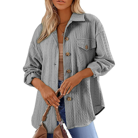 ⌛Limited-Time Offer-Women's Textured Long Sleeve Button-Down Shirt
