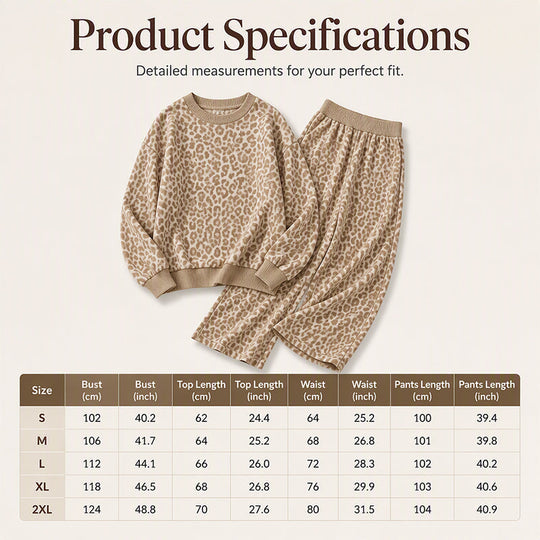 Women's Leopard Print Sweatshirt & Wide-Leg Pants Set