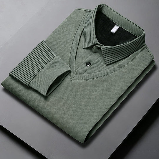 👕Men's False Two-Piece Long Sleeve Top – Smart Casual Two-Piece Look Without The Fuss