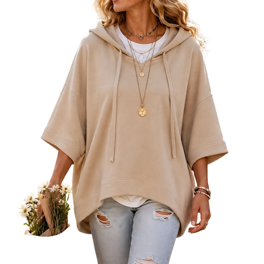 Women's Loose-Fitting Wide-Sleeved Sweatshirt