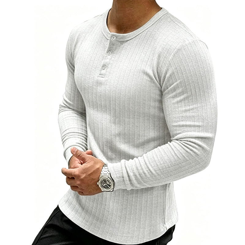 👕New Arrivals - Men's Slim Fit Henley Shirt – Sculpted Everyday Tee with Clean Solid Color & Flexible Comfort