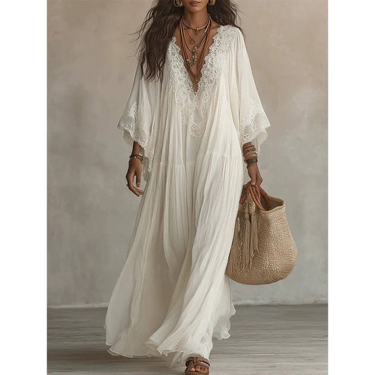 Women’s Summer Lace V-Neck Loose Dress