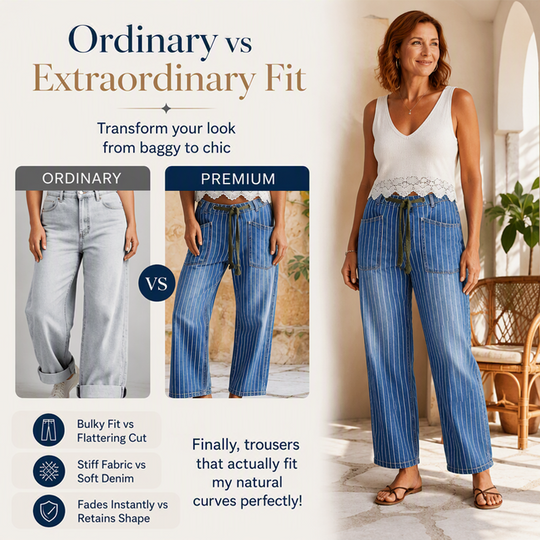 🌸Hot Sale 50% OFF💖Women's Vertical Striped Stretchy Denim Pants