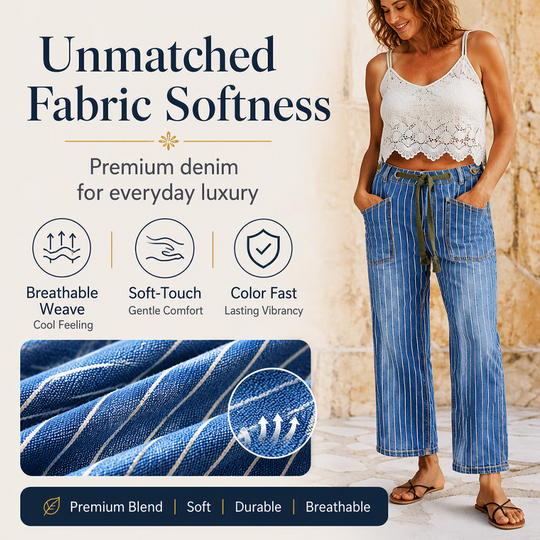 🌸Hot Sale 50% OFF💖Women's Vertical Striped Stretchy Denim Pants