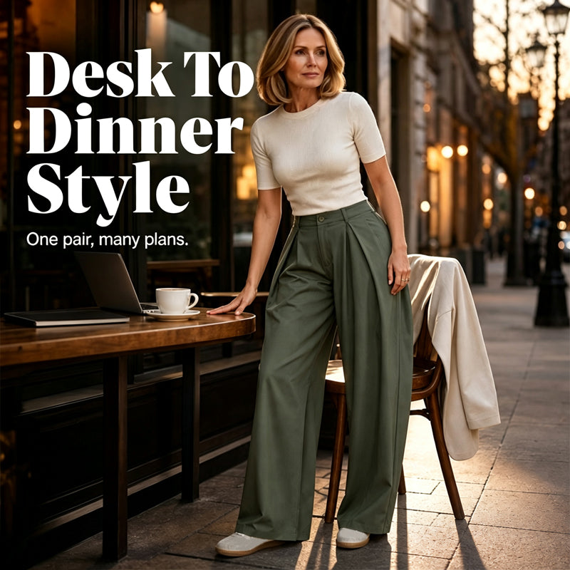🍂 Women’s Pleated Wide-Leg Pants – Effortless Elegance & Comfortable Autumn Style