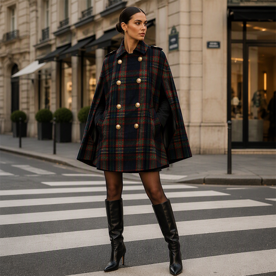👖 LIMITED-TIME 50% OFF! ✨ Women Vintage Plaid Cape Coat