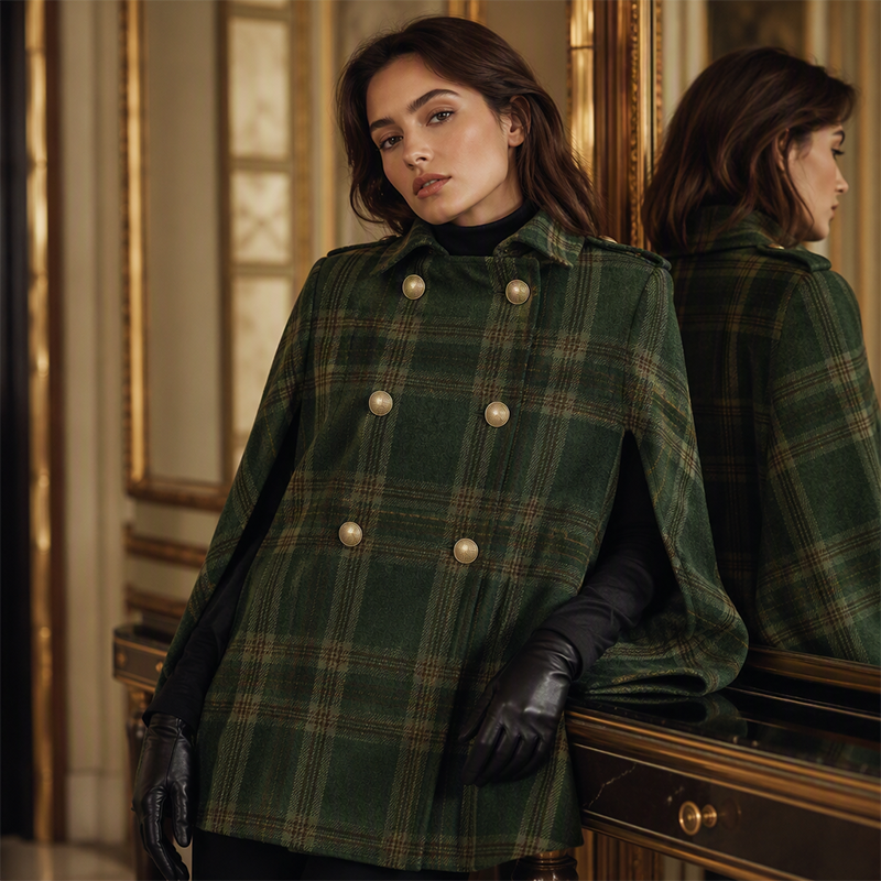 👖 LIMITED-TIME 50% OFF! ✨ Women Vintage Plaid Cape Coat