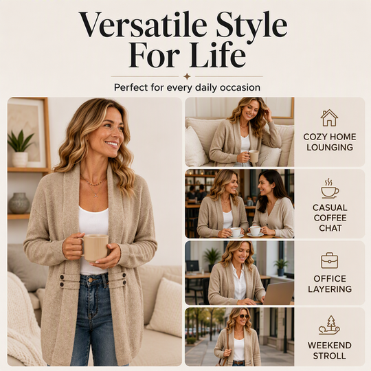 Women's Casual Double-Breasted Knit Cardigan