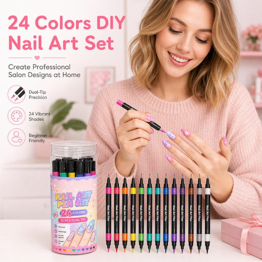 📢 LIMITED TIME 40% OFF! ⏰ 24 Colors Dual Ended Nail Art Pens Set – Dual-Tip Design, Smooth Ink Flow & Long Lasting Brilliance – Perfect for DIY Manicure ✨