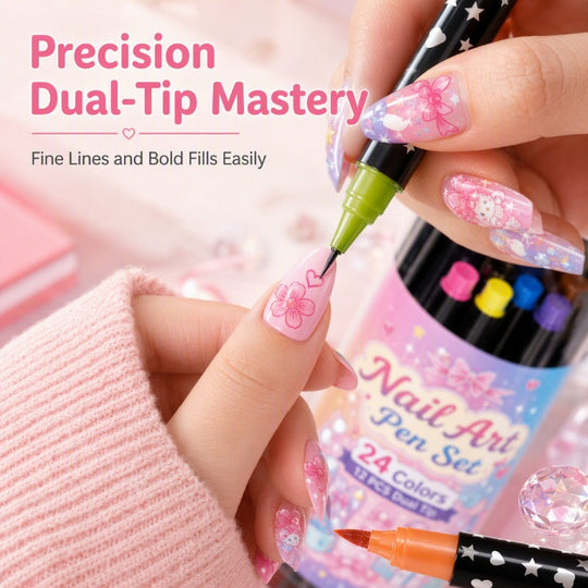 📢 LIMITED TIME 40% OFF! ⏰ 24 Colors Dual Ended Nail Art Pens Set – Dual-Tip Design, Smooth Ink Flow & Long Lasting Brilliance – Perfect for DIY Manicure ✨