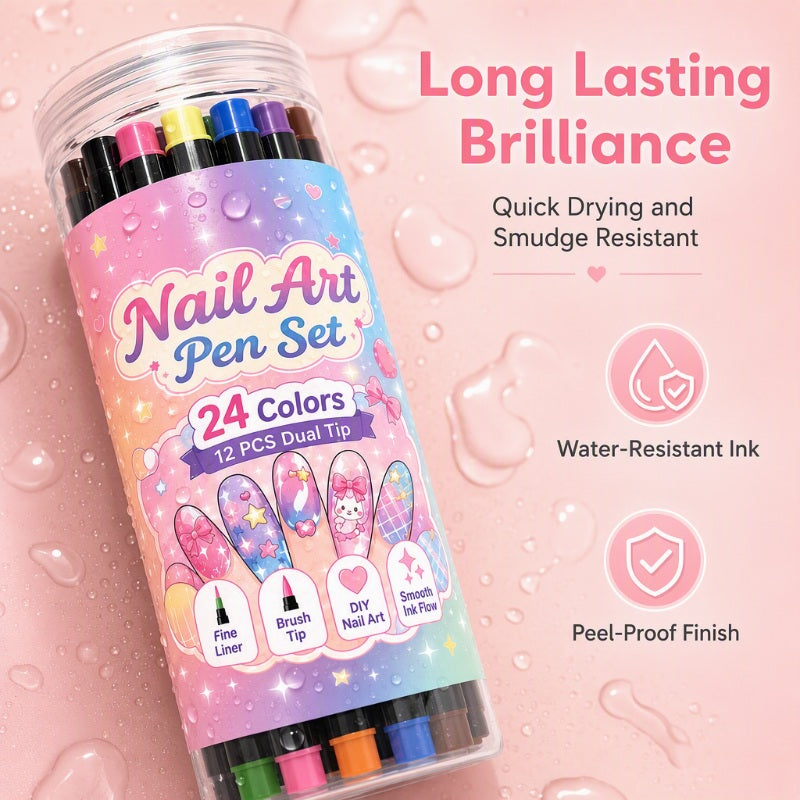 📢 LIMITED TIME 40% OFF! ⏰ 24 Colors Dual Ended Nail Art Pens Set – Dual-Tip Design, Smooth Ink Flow & Long Lasting Brilliance – Perfect for DIY Manicure ✨