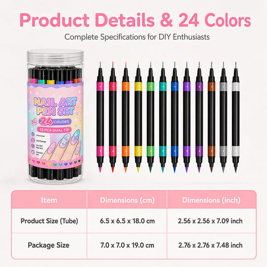 📢 LIMITED TIME 40% OFF! ⏰ 24 Colors Dual Ended Nail Art Pens Set – Dual-Tip Design, Smooth Ink Flow & Long Lasting Brilliance – Perfect for DIY Manicure ✨
