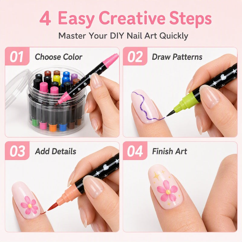 📢 LIMITED TIME 40% OFF! ⏰ 24 Colors Dual Ended Nail Art Pens Set – Dual-Tip Design, Smooth Ink Flow & Long Lasting Brilliance – Perfect for DIY Manicure ✨