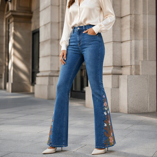 ✨ Flattering Everyday Style | Women's High-Waisted Western Flare Jeans