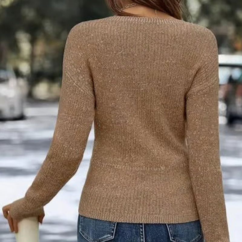 🌸👚New Arrivals - V-Neck Knit Top with Flattering Wrap Front