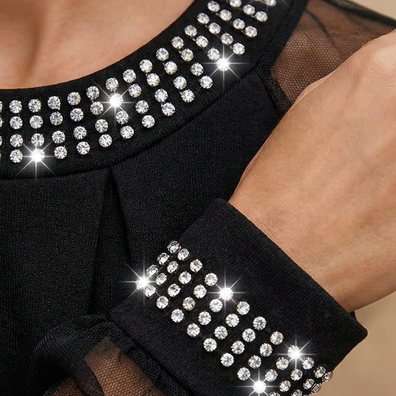 💎 Women's Elegant Sheer Mesh Sleeve Sequin Top