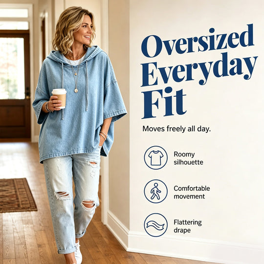 ✨2026 Collection at 50% OFF & FREE SHIPPING🎁 Women's Relaxed Hooded Denim Pullover