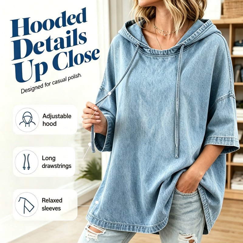 ✨2026 Collection at 50% OFF & FREE SHIPPING🎁 Women's Relaxed Hooded Denim Pullover