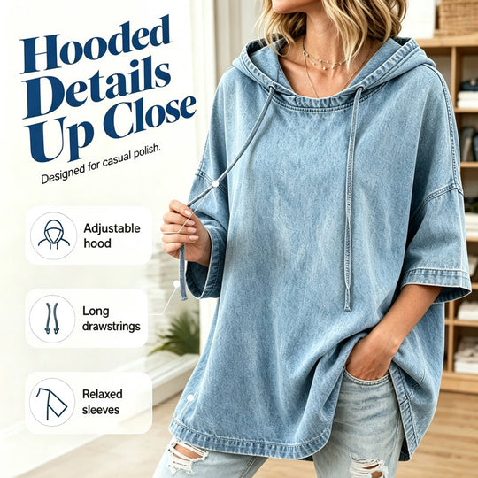 ✨2026 Collection at 50% OFF & FREE SHIPPING🎁 Women's Relaxed Hooded Denim Pullover