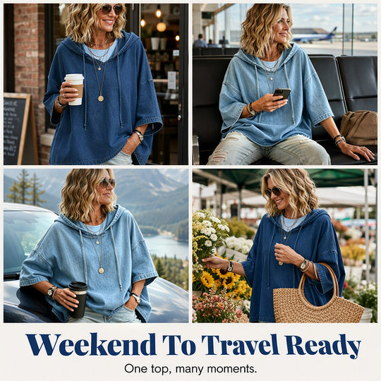 ✨2026 Collection at 50% OFF & FREE SHIPPING🎁 Women's Relaxed Hooded Denim Pullover
