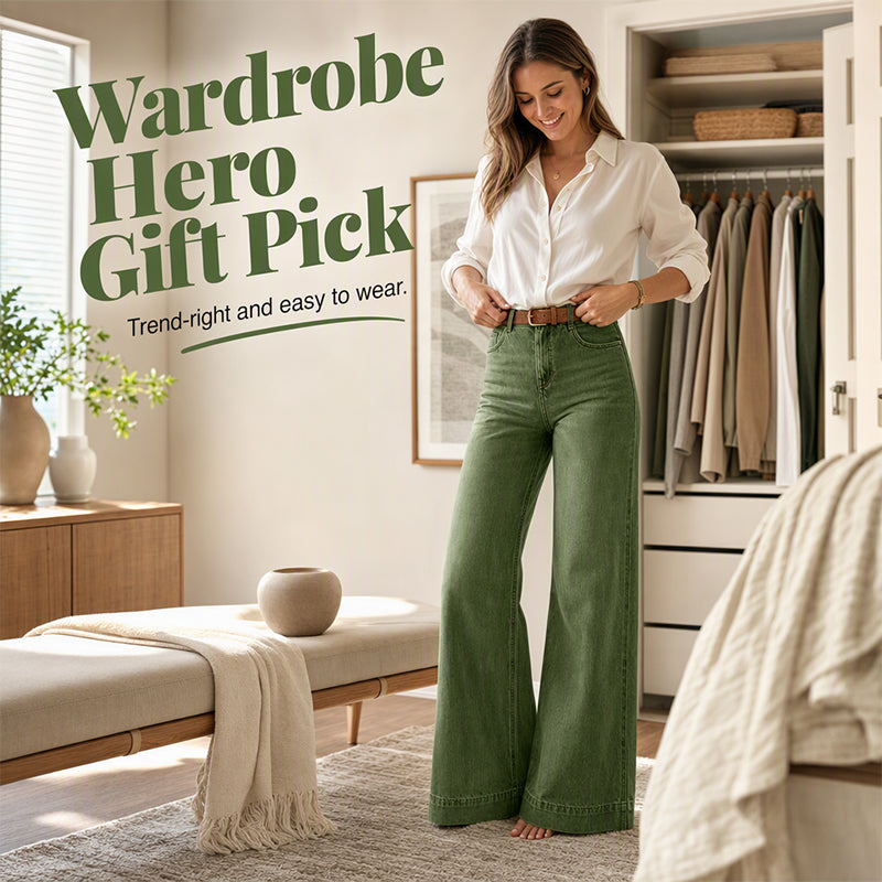 ✨ Flattering Denim Style | Women's Vintage-Wash High-Rise Wide-Leg Jeans