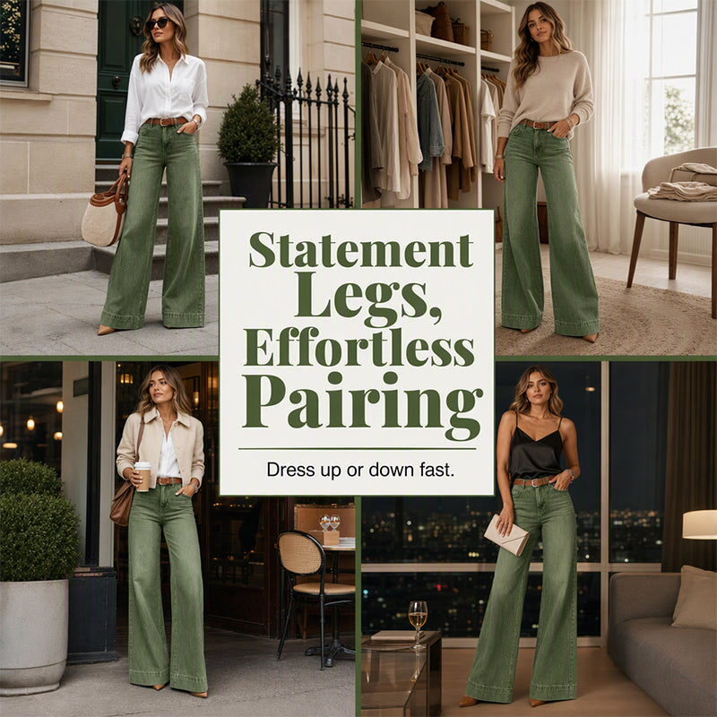 ✨ Flattering Denim Style | Women's Vintage-Wash High-Rise Wide-Leg Jeans