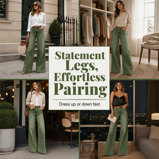 ✨ Flattering Denim Style | Women's Vintage-Wash High-Rise Wide-Leg Jeans