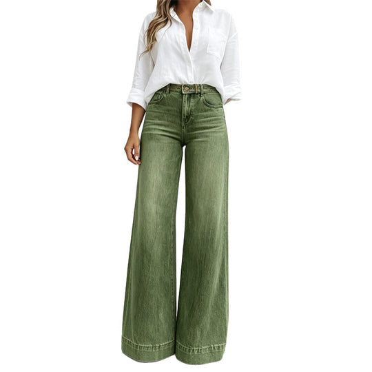 ✨ Flattering Denim Style | Women's Vintage-Wash High-Rise Wide-Leg Jeans