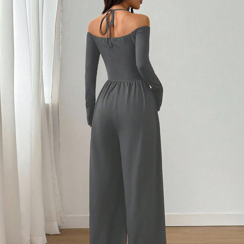 🖤 Black Friday Early Access: 50% OFF 🖤Women's Elegant Halter Neck Deep V Jumpsuit