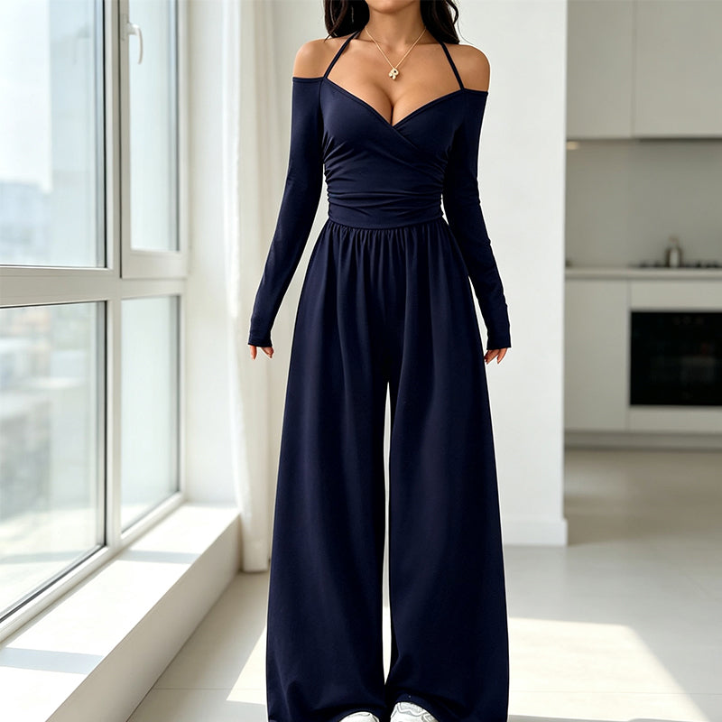 🖤 Black Friday Early Access: 50% OFF 🖤Women's Elegant Halter Neck Deep V Jumpsuit