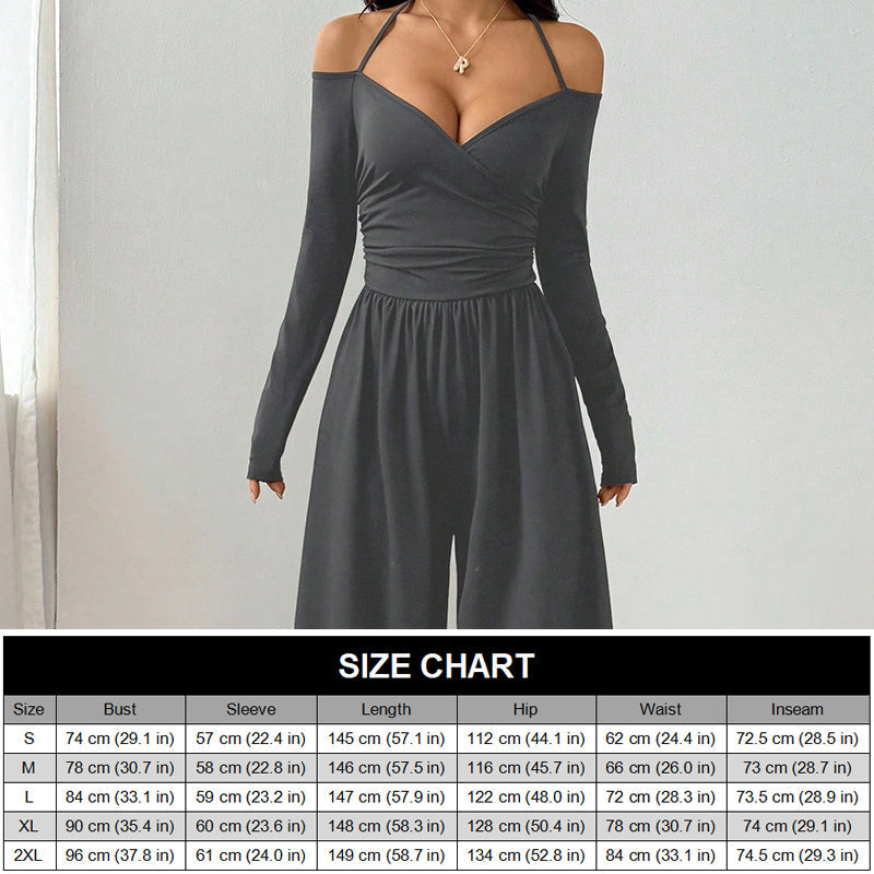 🖤 Black Friday Early Access: 50% OFF 🖤Women's Elegant Halter Neck Deep V Jumpsuit