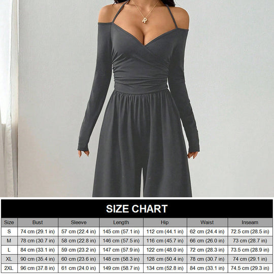 🖤 Black Friday Early Access: 50% OFF 🖤Women's Elegant Halter Neck Deep V Jumpsuit