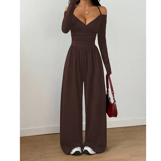 🖤 Black Friday Early Access: 50% OFF 🖤Women's Elegant Halter Neck Deep V Jumpsuit