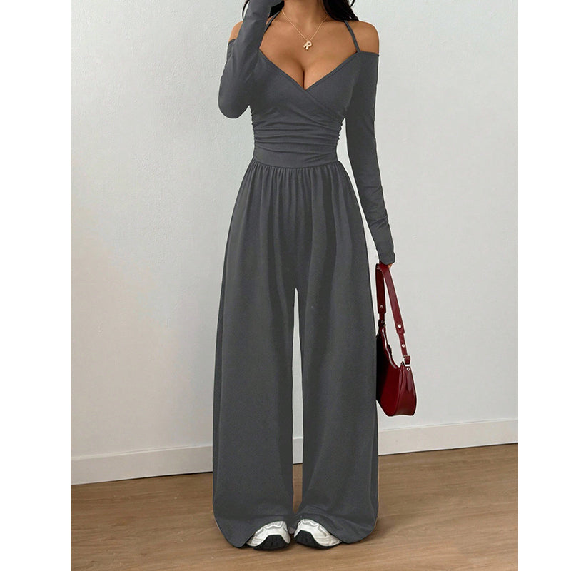 🖤 Black Friday Early Access: 50% OFF 🖤Women's Elegant Halter Neck Deep V Jumpsuit