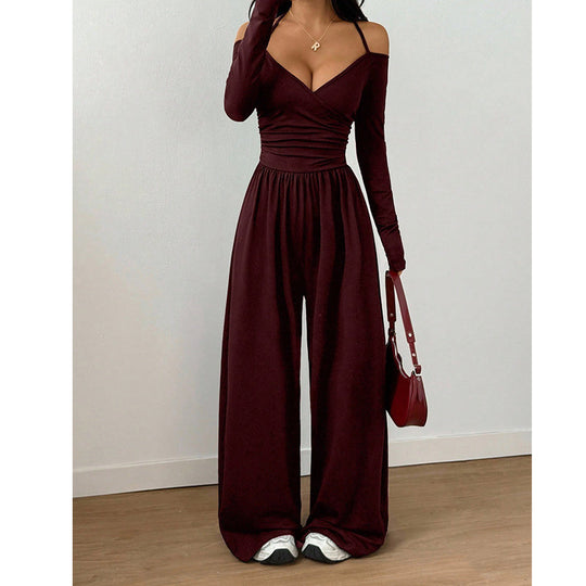 🖤 Black Friday Early Access: 50% OFF 🖤Women's Elegant Halter Neck Deep V Jumpsuit