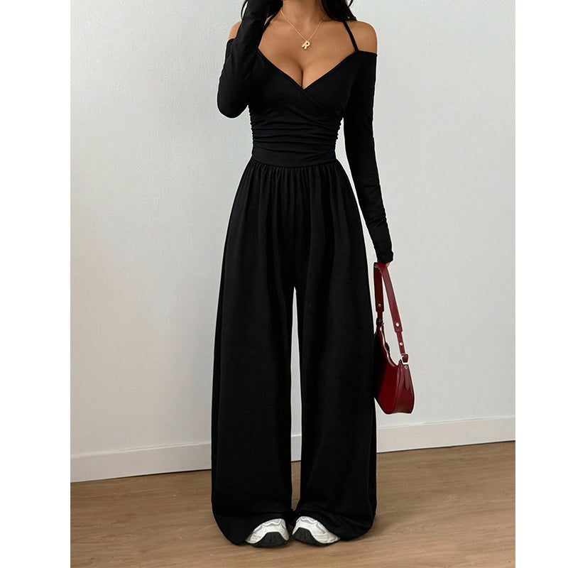 🖤 Black Friday Early Access: 50% OFF 🖤Women's Elegant Halter Neck Deep V Jumpsuit