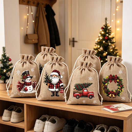 🎄 LIMITED-TIME 50% OFF! 🎁 Christmas Drawstring Gift Bags – Festive Santa & Reindeer Prints, Double Drawstring Closure & Durable Fabric – Holiday Cheer in Every Gift ✨