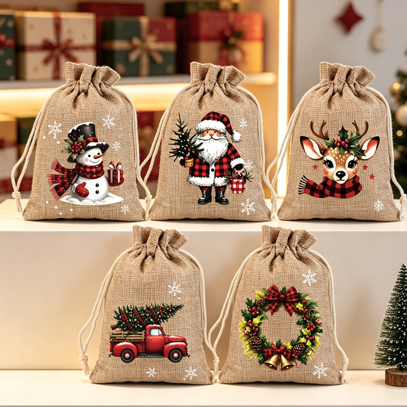 🎄 LIMITED-TIME 50% OFF! 🎁 Christmas Drawstring Gift Bags – Festive Santa & Reindeer Prints, Double Drawstring Closure & Durable Fabric – Holiday Cheer in Every Gift ✨