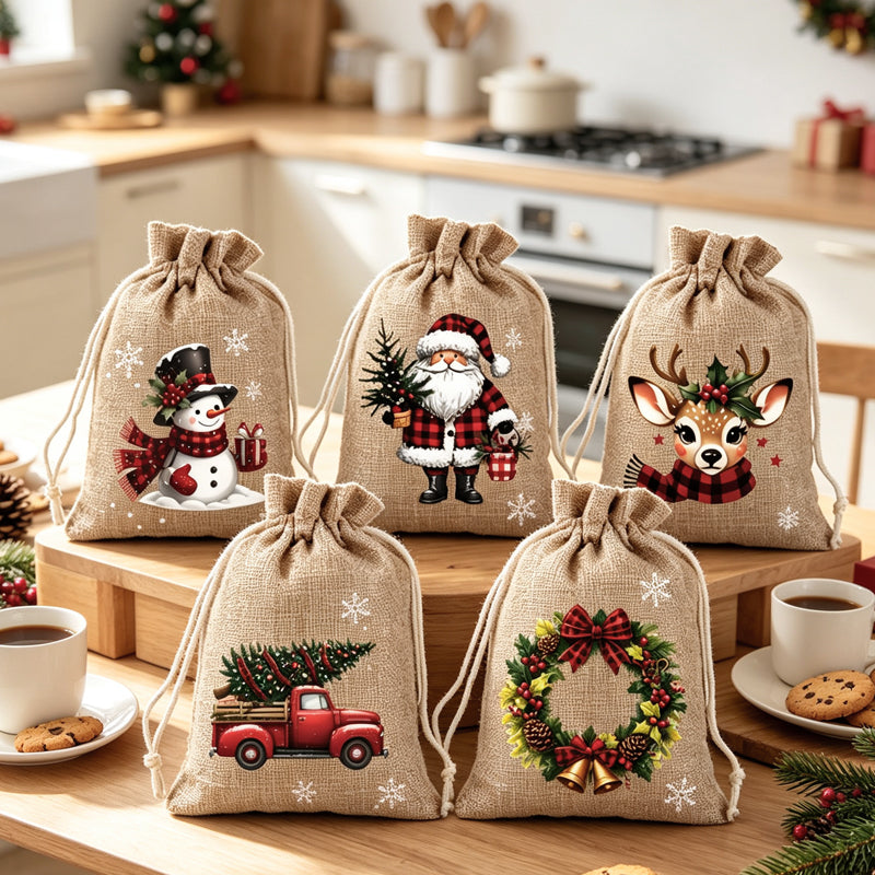 🎄 LIMITED-TIME 50% OFF! 🎁 Christmas Drawstring Gift Bags – Festive Santa & Reindeer Prints, Double Drawstring Closure & Durable Fabric – Holiday Cheer in Every Gift ✨